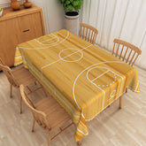 Aperturee Basketball Court Tablecloth in Yellow and White, for Sports Themed Birthday Party and Game Day Events